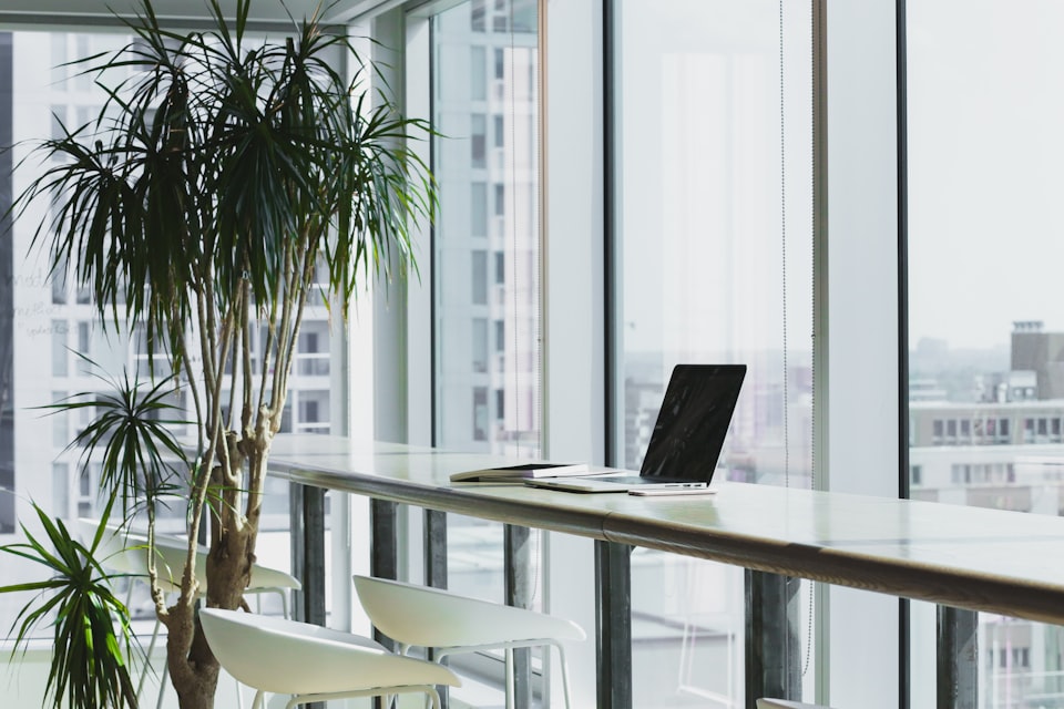 Minimal desk near a window with daylight